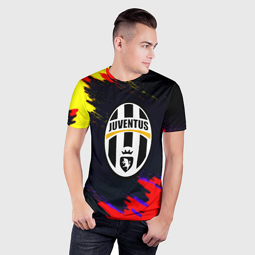 Мужская спорт-футболка Juventus краски текстура штрихи / 3D-принт – фото 3