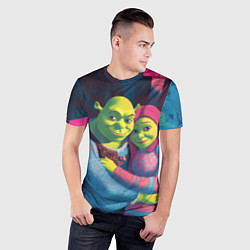 Футболка спортивная мужская Шрек и Фиона в обнимку, цвет: 3D-принт — фото 2