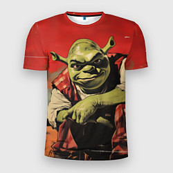 Футболка спортивная мужская Шрек на фоне природы, цвет: 3D-принт