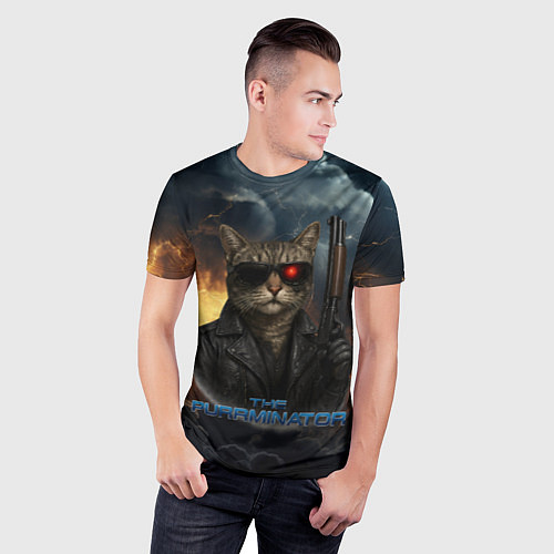 Мужская спорт-футболка The purrminator кот терминатор / 3D-принт – фото 3