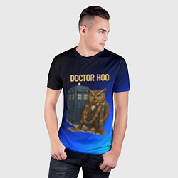 Футболка спортивная мужская Doctor Hoo сова у телефонной будки, цвет: 3D-принт — фото 2