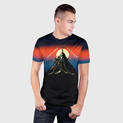 Футболка спортивная мужская На бога надейся сине-красный арт, цвет: 3D-принт — фото 2