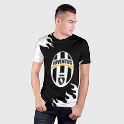 Футболка спортивная мужская Juventus белый огонь текстура, цвет: 3D-принт — фото 2