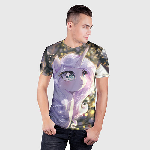 Мужская спорт-футболка Белая лошадка - единорожка / 3D-принт – фото 3