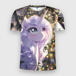 Футболка спортивная мужская Белая лошадка - единорожка, цвет: 3D-принт