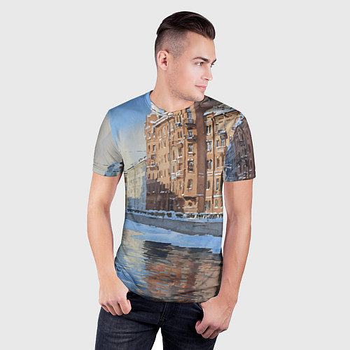 Мужская спорт-футболка Зимний Санкт-Петербург / 3D-принт – фото 3