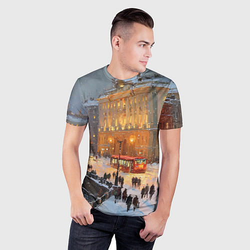 Мужская спорт-футболка Предновогодний Санкт-Петербург / 3D-принт – фото 3