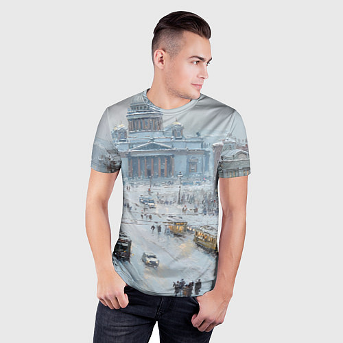 Мужская спорт-футболка Новогодняя улица Питера / 3D-принт – фото 3