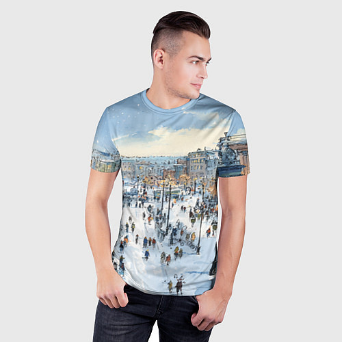Мужская спорт-футболка Новогодние гуляния в Питере / 3D-принт – фото 3