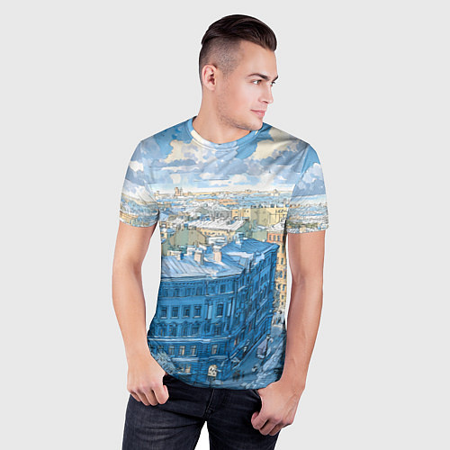 Мужская спорт-футболка Зимний утренний Питер / 3D-принт – фото 3