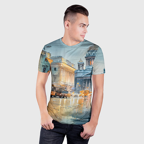Мужская спорт-футболка Зимний Питер / 3D-принт – фото 3