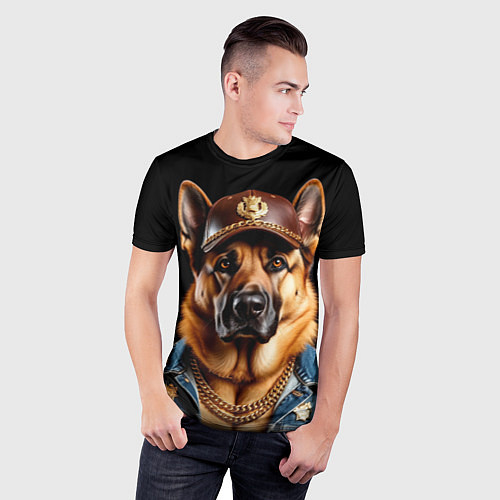 Мужская спорт-футболка Овчарка в бейсболке / 3D-принт – фото 3