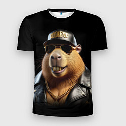 Футболка спортивная мужская Капибара в бейсболке, цвет: 3D-принт