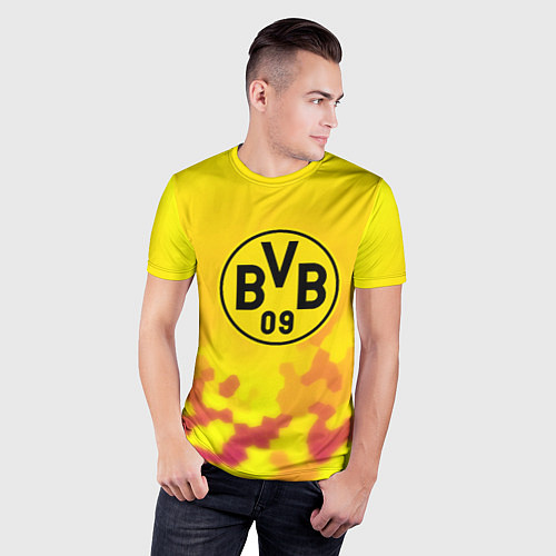 Мужская спорт-футболка Borussia камуфляж желтый текстура / 3D-принт – фото 3