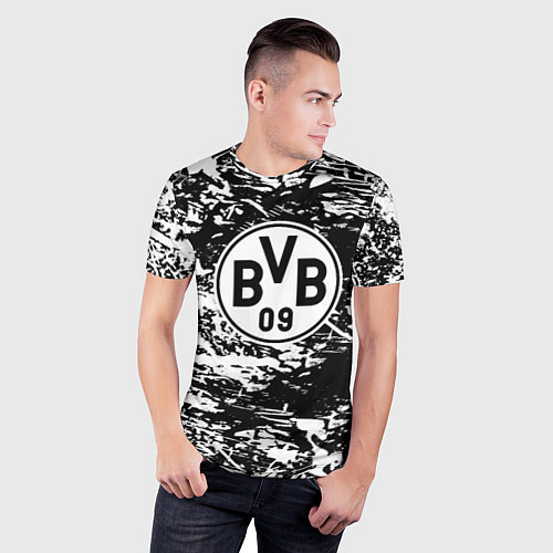 Мужская спорт-футболка Боруссиа белые краски / 3D-принт – фото 3