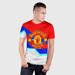 Футболка спортивная мужская Манчестер Юнайтед полосы геометрия, цвет: 3D-принт — фото 2