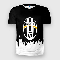 Футболка спортивная мужская Ювентус белый огонь текстура, цвет: 3D-принт
