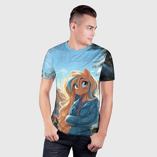 Мужская спорт-футболка Лошадка на новогодней площади / 3D-принт – фото 3