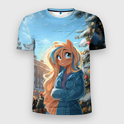 Футболка спортивная мужская Лошадка на новогодней площади, цвет: 3D-принт