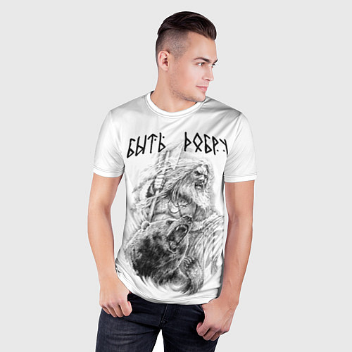 Мужская спорт-футболка Древний воин с топором - быть добру / 3D-принт – фото 3