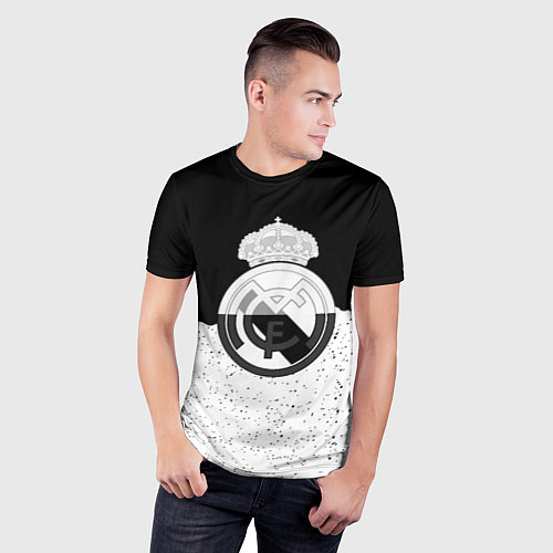 Мужская спорт-футболка Реал Мадрид лого ночь текстура / 3D-принт – фото 3