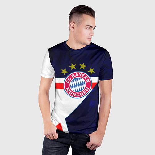 Мужская спорт-футболка Бавария звезды геометрия / 3D-принт – фото 3