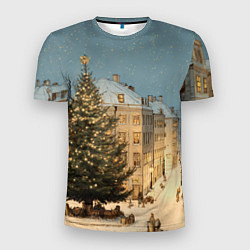 Футболка спортивная мужская Елка во дворе города, цвет: 3D-принт