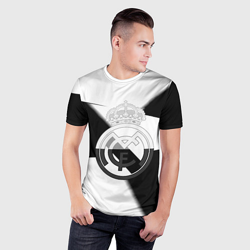 Мужская спорт-футболка Реал Мадрид геометрия полосы / 3D-принт – фото 3