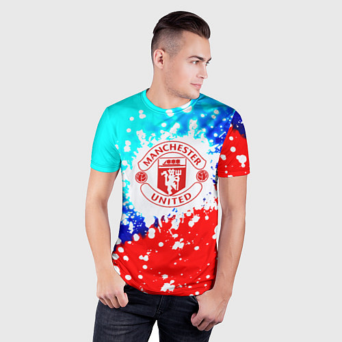Мужская спорт-футболка Манчестер Юнайтед неон / 3D-принт – фото 3