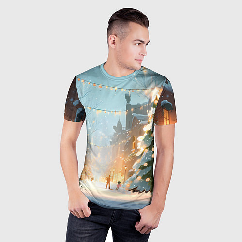 Мужская спорт-футболка Новогодняя елочка / 3D-принт – фото 3