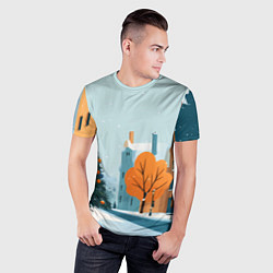 Футболка спортивная мужская Новогодняя улица, цвет: 3D-принт — фото 2
