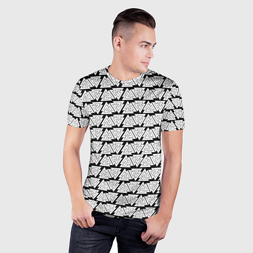 Мужская спорт-футболка Символы валькнут как защитная кольчуга / 3D-принт – фото 3