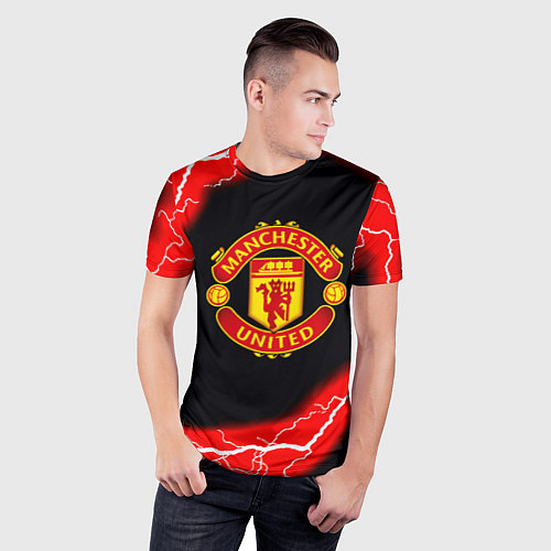 Мужская спорт-футболка Манчестер Юнайтед шторм молнии / 3D-принт – фото 3