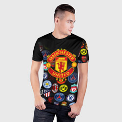 Футболка спортивная мужская Манчестер логотипы команд, цвет: 3D-принт — фото 2
