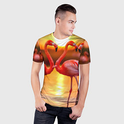 Футболка спортивная мужская Розовый закат с фламинго, цвет: 3D-принт — фото 2