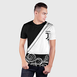 Футболка спортивная мужская Ювентус геометрия полосы текстура, цвет: 3D-принт — фото 2