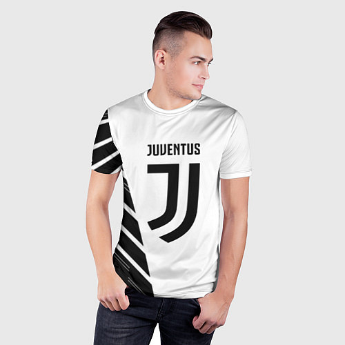 Мужская спорт-футболка Ювентус полосы геометрия текстура / 3D-принт – фото 3
