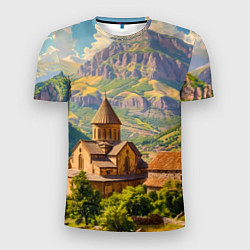 Футболка спортивная мужская Горный покой: храм среди облаков, цвет: 3D-принт
