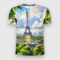 Футболка спортивная мужская Эйфелева башня в сердце Парижа, цвет: 3D-принт