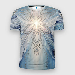 Мужская спорт-футболка Ледяной перьевой орнамент со светом