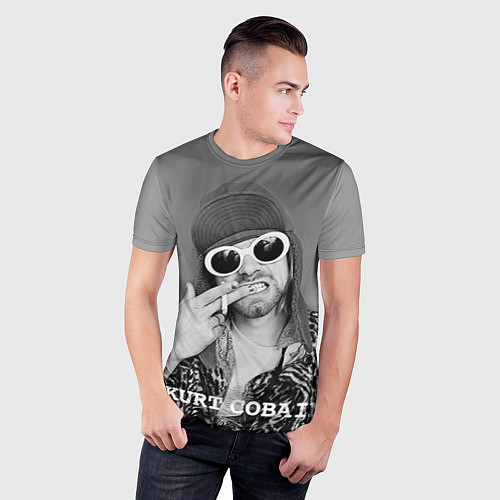 Мужская спорт-футболка Кобейн в очках / 3D-принт – фото 3