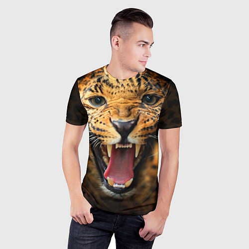 Мужская спорт-футболка Рык леопарда / 3D-принт – фото 3