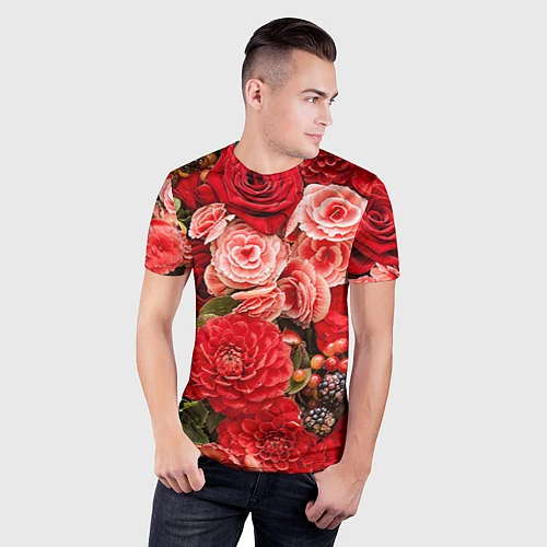 Мужская спорт-футболка Ассорти из цветов / 3D-принт – фото 3