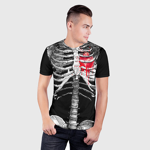 Мужская спорт-футболка Скелет с сердцем / 3D-принт – фото 3