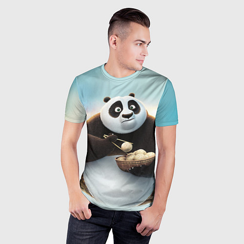 Мужская спорт-футболка Кунг фу панда / 3D-принт – фото 3