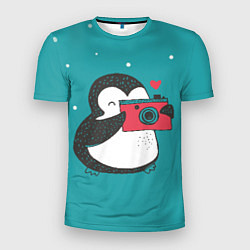 Мужская спорт-футболка Пингвин с фотоаппаратом