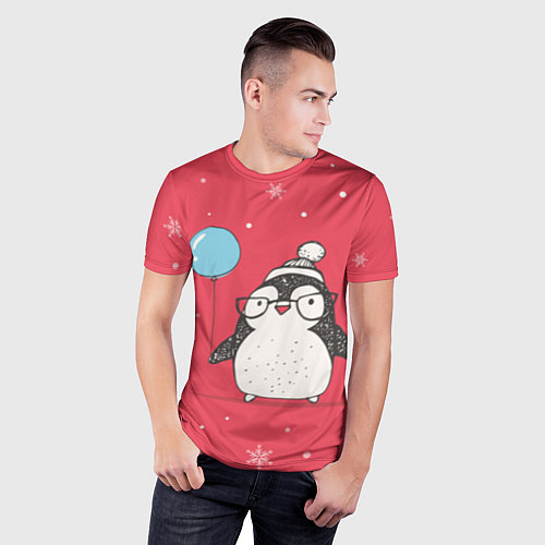 Мужская спорт-футболка Влюбленная пингвинка / 3D-принт – фото 3
