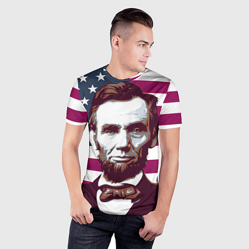 Мужская спорт-футболка Авраам Линкольн / 3D-принт – фото 3