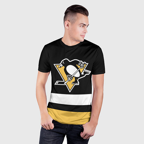 Мужская спорт-футболка Pittsburgh Penguins: Black / 3D-принт – фото 3