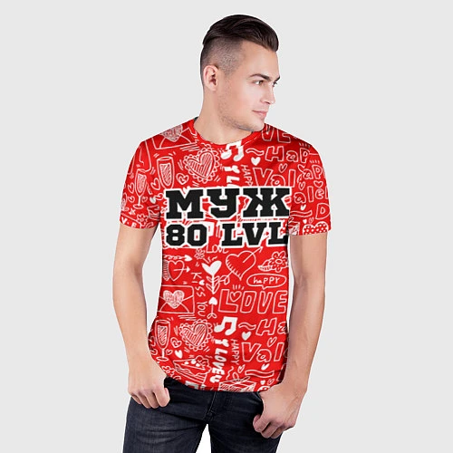 Мужская спорт-футболка Муж 80 LVL / 3D-принт – фото 3